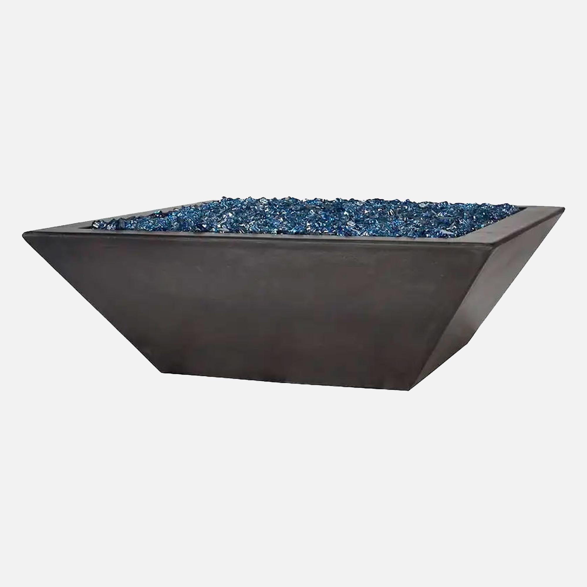 36" Geo Square Fire Bowl; Outer Dimension: 36", Inner Dimension: 30", Height: 12", Base Dimension: 20