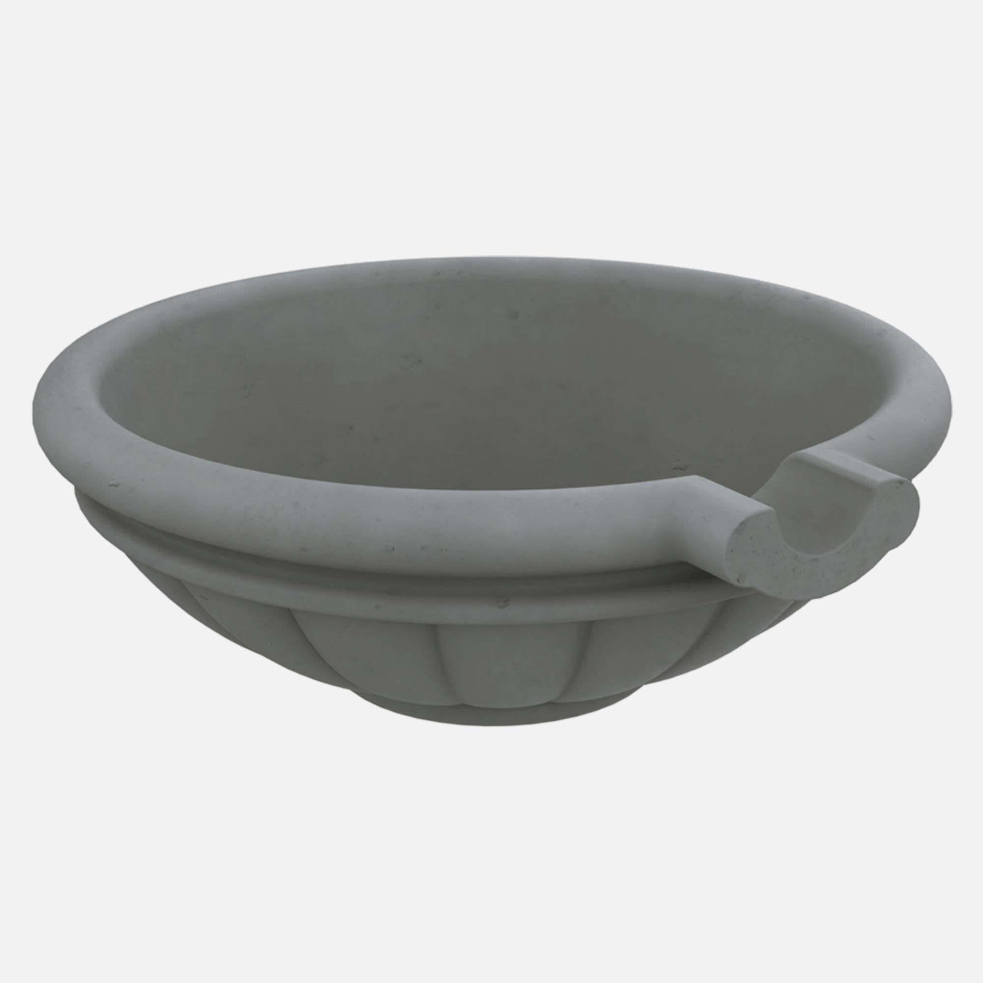30" Round Tuscany Scupper Fire & Water Bowl / Outer Diameter: 30", Inner Diameter: 23", Height: 13", Base Dimension: 14", Weight: 230 lbs