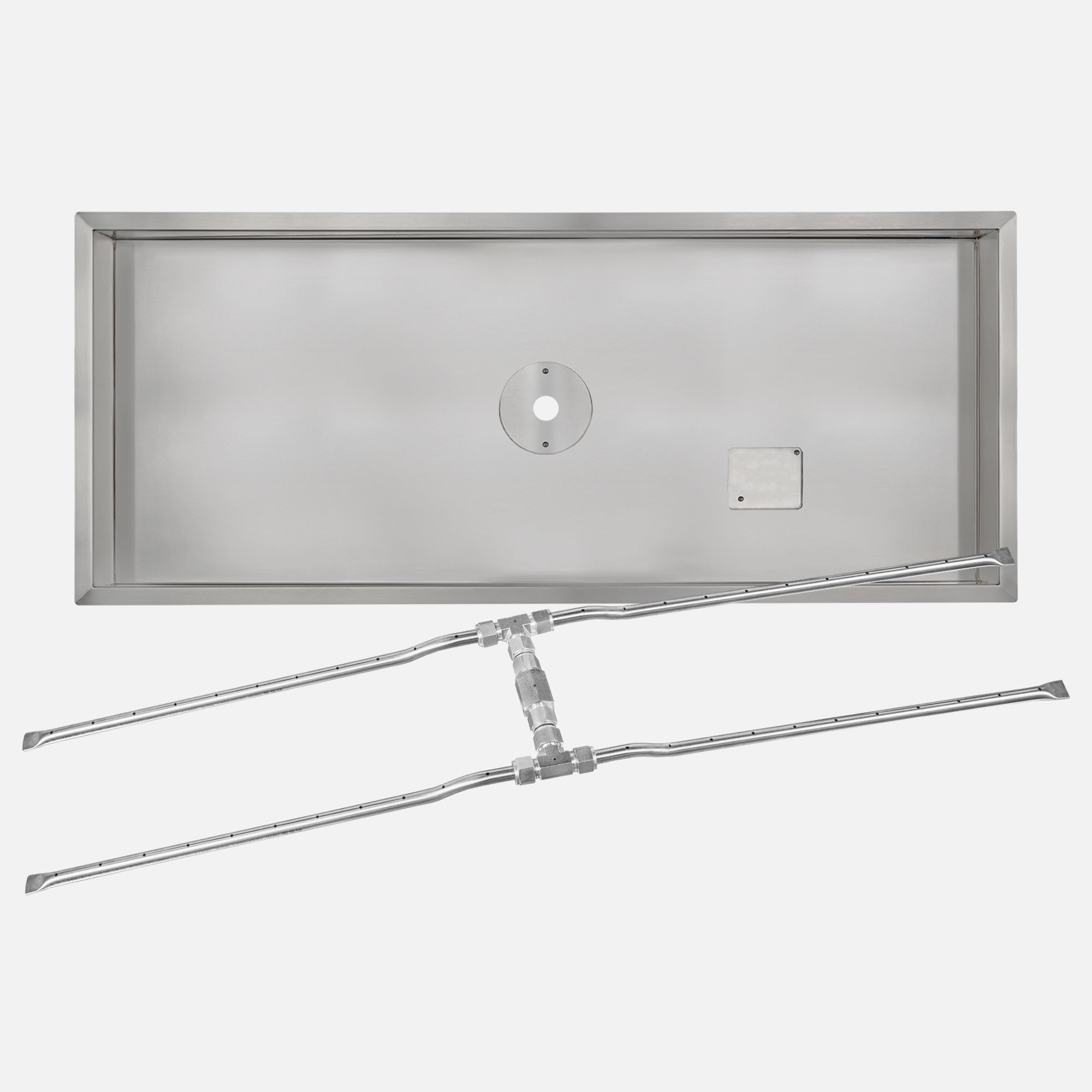 96" Rectangle Drop-In Gas Burner Pan with Pilot Opening – Stainless Steel