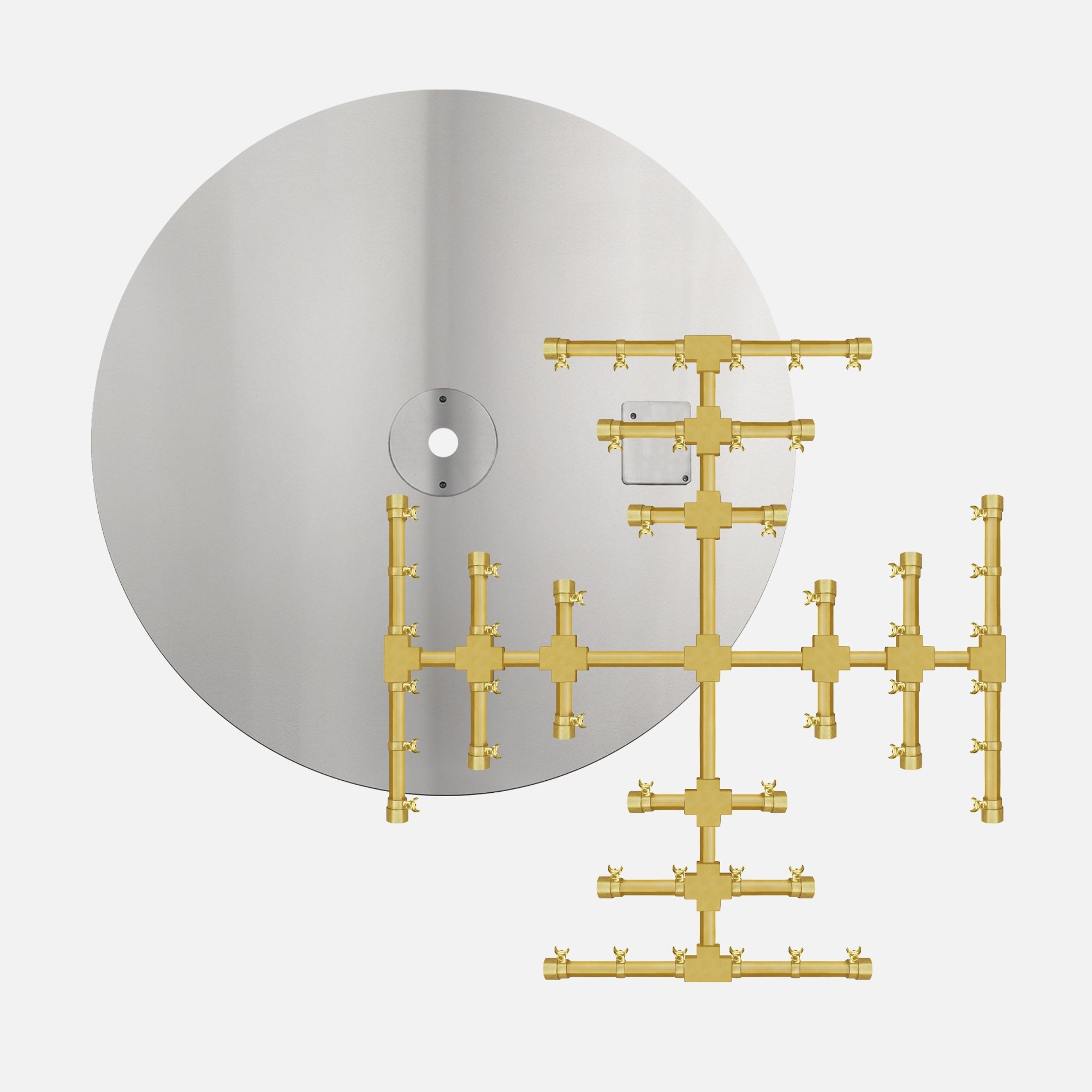 48" Round Flat Burner Pan with Opening for Pilot Burner; 32" Pro Series Brass Snow Flake Burner–365K BTU's / 1/2" Natural Gas Inlet with a 3/4" Black Key Valve and (2) 18" Flex Line 3/4" with a 1/2" x 3/4" Reducer and a 1/2" Close Nipple